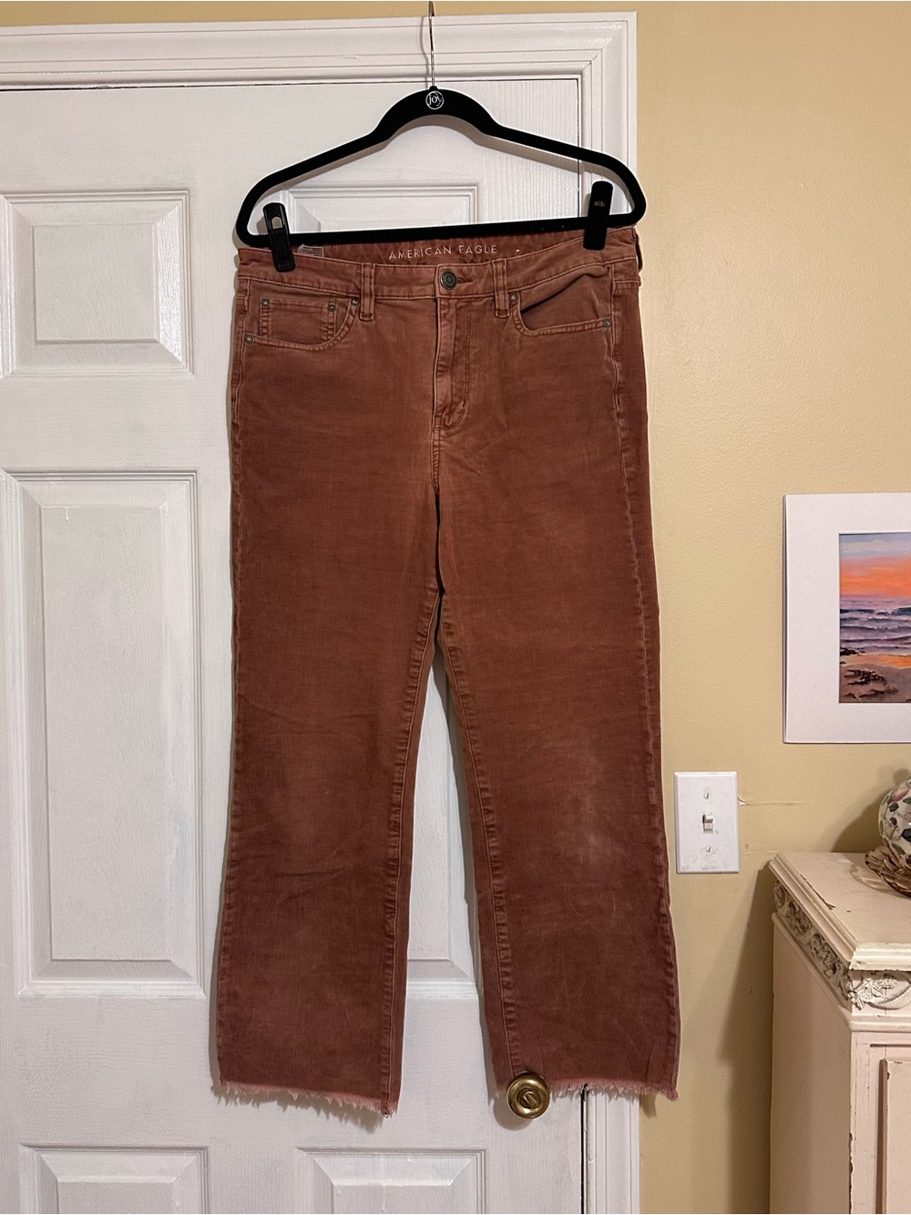 American Eagle Outfitters Straight-Leg Corduroy Jeans in Rust Brown